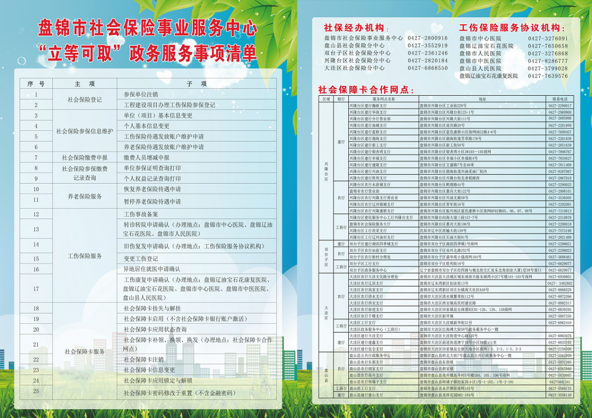 盘锦市社会保险事业服务中心“立等可取”政...